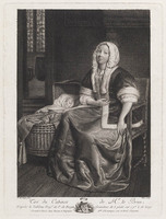KG 14749
<br/>
Interieur met vrouw en kind in wieg
<br/>
<em>Blot, Maurice (1753-1818)</em>